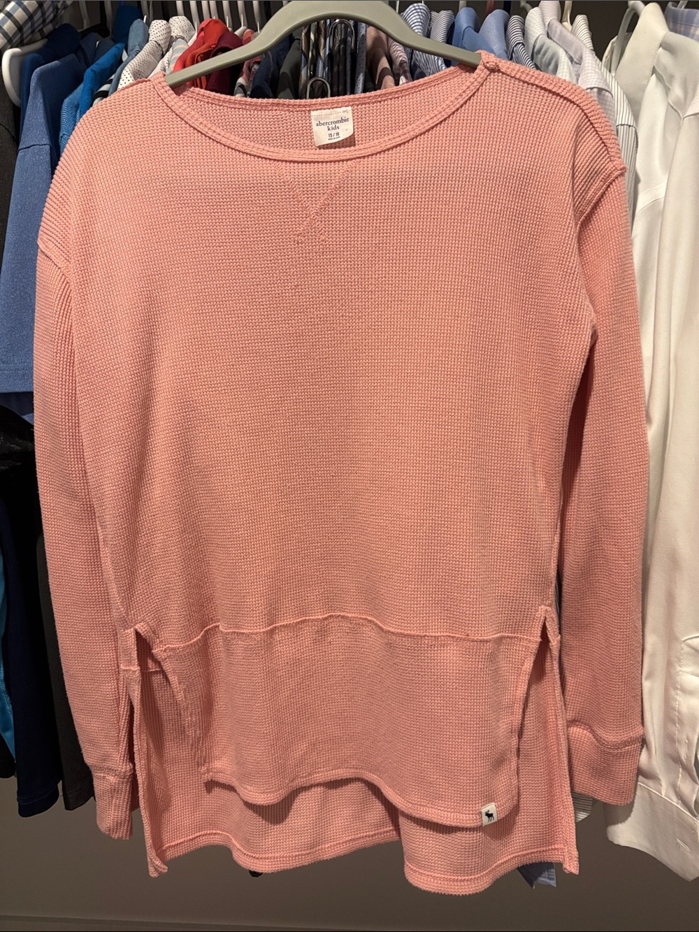 Abercrombie & Fitch Pink Waffle-Knit Layered Pullover